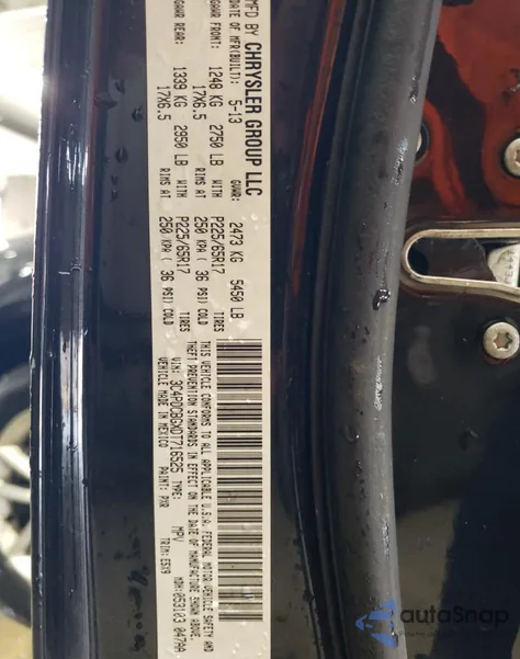 2013 Dodge Journey Sxt из США, поврежденный, VIN 3C4PDCBGXDT716525